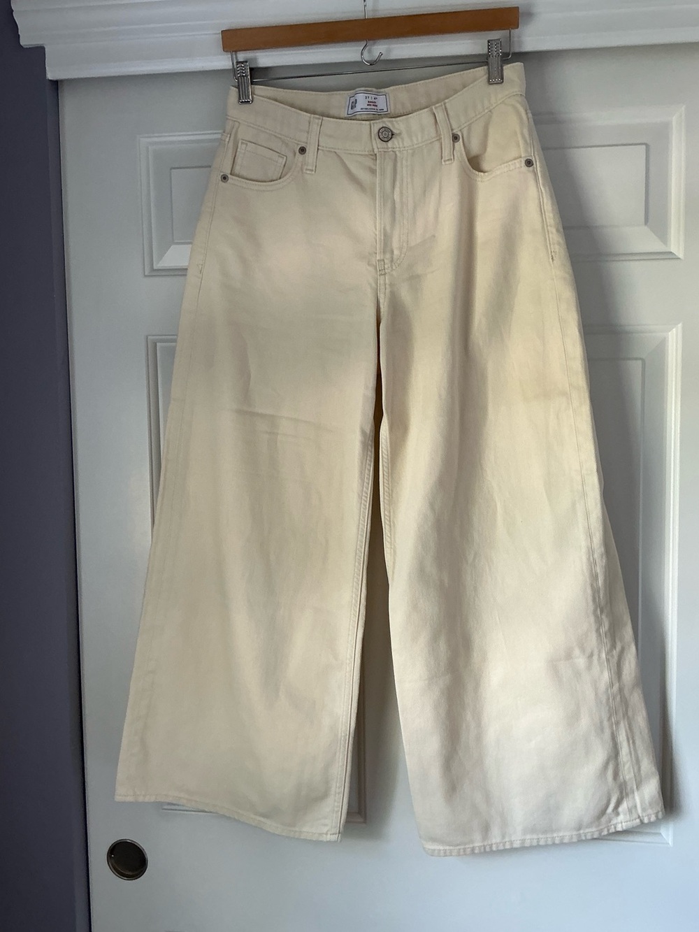 GAP Cream Baggy Mid-Rise Wide-Leg Jeans 27 Petite